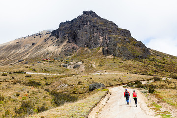 Couple of climbers climbing the Guagua Pichincha