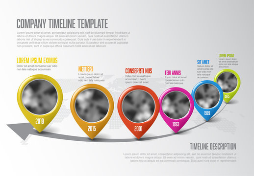 Colorful Pointer Icons Timeline Infographic