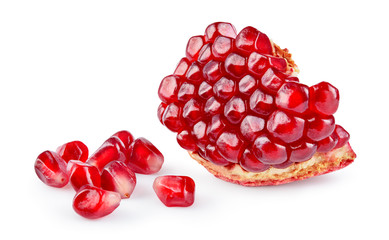 Pomegranate. Pomegranate seeds isolated on white background. With clipping path. Full depth of field.