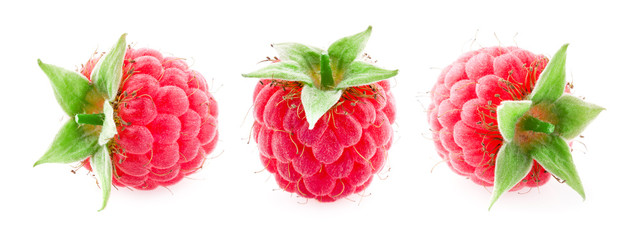 Raspberries isolated on white. Raspberry. Top view.