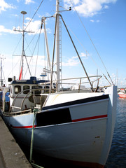 Laesoe / Denmark: Traditional fishing cutter moored in the small fishing port of Vesteroe Havn © Torsten Grieger