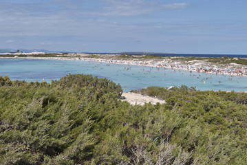Formentera, Spain - September 08, 2016 : View of Platja de ses Illetes