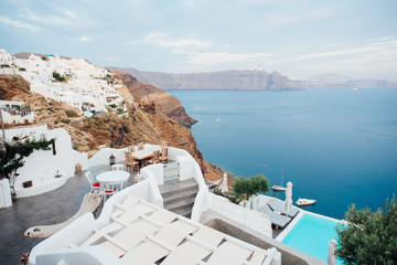 Beautiful terrace with sea view santorini island greece