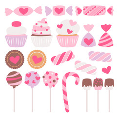 Valentine's day sweets set. Assorted candies.