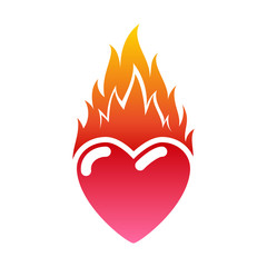 Flaming heart icon. Love symbol. Passion and fire.
