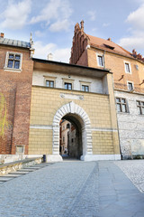 Fototapeta premium KRAKOW, POLAND - APRIL 02, 2017: Entrance to the Wawel Royal Castle