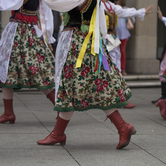 Fototapeta na wymiar Polish folk dance/music group with traditional clothing