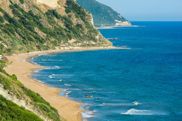 Obraz premium Aerial view of Corfu island coastline. Greece