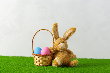 Easter eggs on the grass