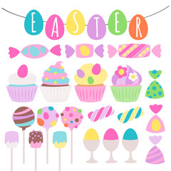 Colorful easter icons set vector illustration.