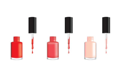 Obraz premium Nail polish in three different colors, vector