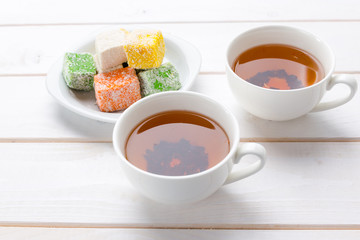tea on the wooden table