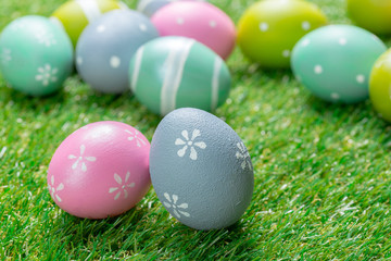 easter eggs on the grass