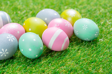 easter eggs on the grass