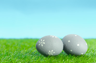 easter eggs on the grass