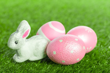 easter eggs on the grass