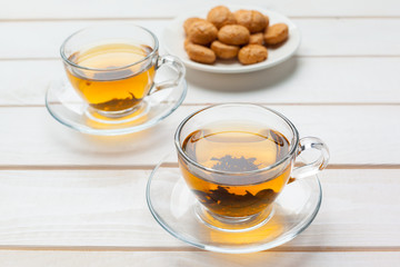 tea on the wooden table