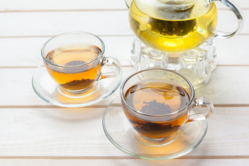 tea on the wooden table