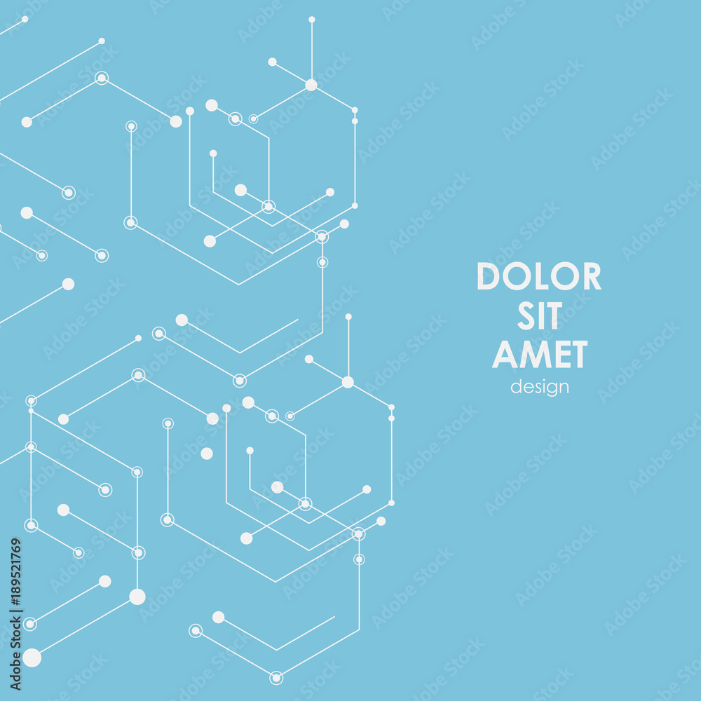 Poster Abstract Black Line Pattern Hexagon. Creative Minimalistic Design.