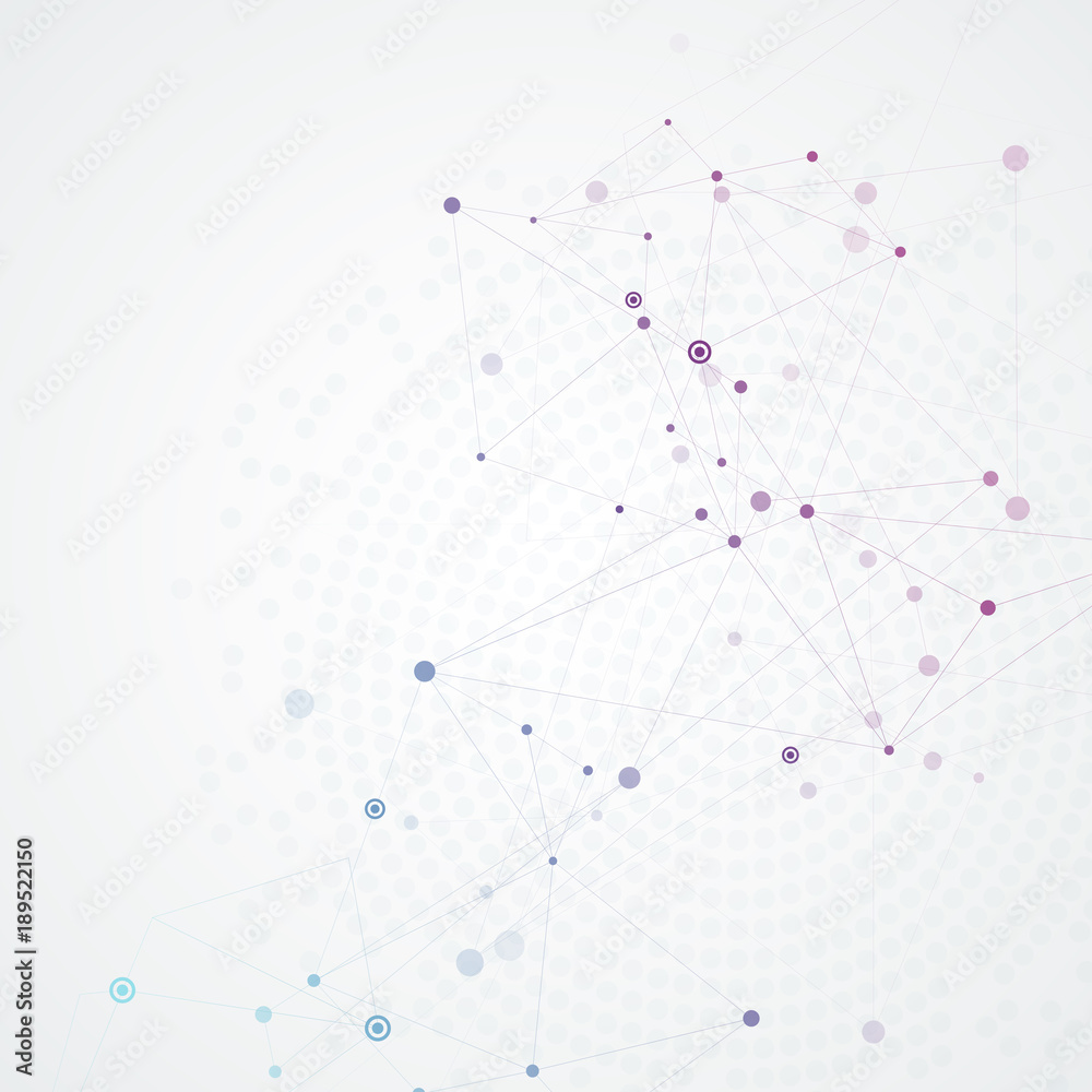Aufkleber Abstract connection background with molecule structure. Science and network vector illustration