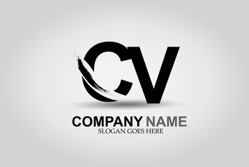 CV Splash Brush Letters Design Logo