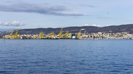Harbor in Triest, Italy. Shot taken from the other coast line
