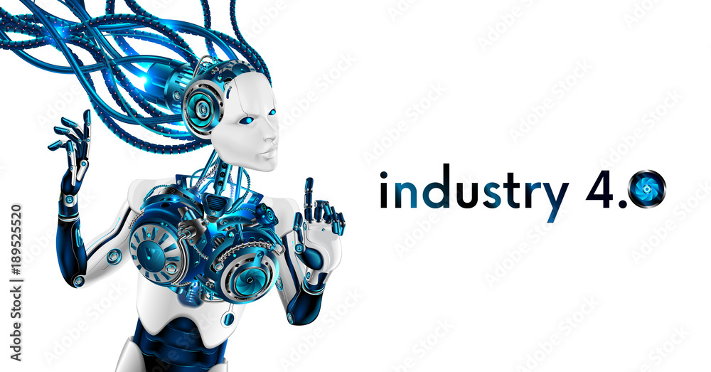 Aufkleber beautiful robot woman isolated on white background. artificial intelligence robot connected with wir