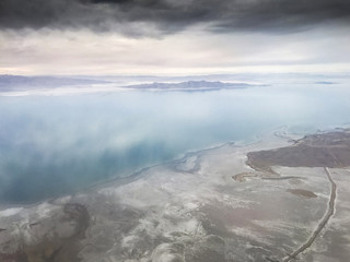 Aerial view of Great Salt Lake, Utah, United States of America.