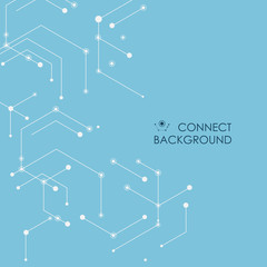 Abstract vector connection hexagons and social network background