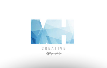 mh m h blue polygonal alphabet letter logo icon combination