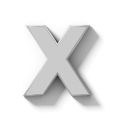 Obraz premium letter X 3D silver isolated on white with shadow - orthogonal projection