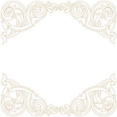 Golden vintage border frame engraving with retro ornament pattern in antique baroque style decorative design. Vector