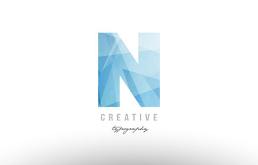 n blue polygonal alphabet letter logo icon design