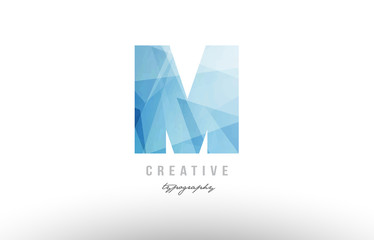 Obraz premium m blue polygonal alphabet letter logo icon design