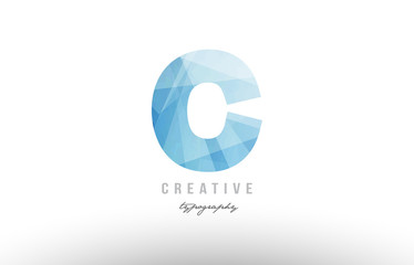 c blue polygonal alphabet letter logo icon design