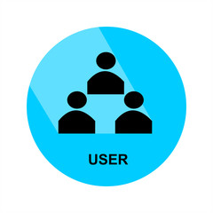 User Icon with long shadow in circle.