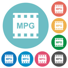 MPG movie format flat round icons