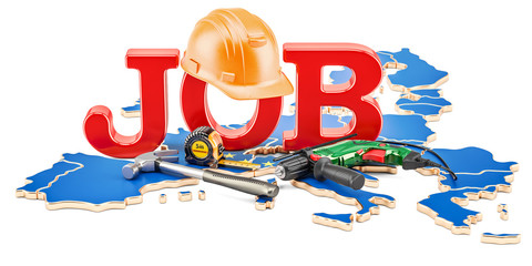 Job Vacancies in European Union concept, 3D rendering