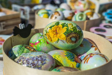 Uzhhorod, Transcarpathia / Ukraine- 03 10 2017: Easter egg sale fair 