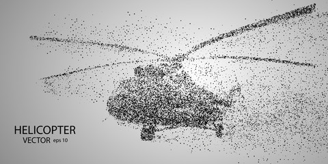 The helicopter of the particles. Crumbles into small molecules, atoms. Vector eps 10. © Yuriy