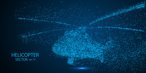 The helicopter of the particles. Crumbles into small molecules, atoms. Vector eps 10.