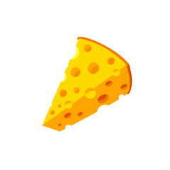Vector yellow beautiful cheese isolated on white background.