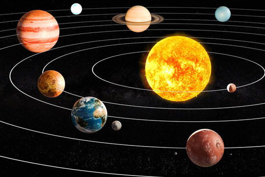 Planets of the solar system, 3D rendering