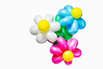 Beautiful bouquet of multi-colored inflatable balloons isolate