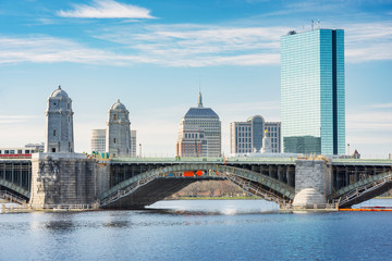 Boston skyline, Back Bay and Charles River, Longfellow Bridge, located in Boston, Massachusetts, USA.