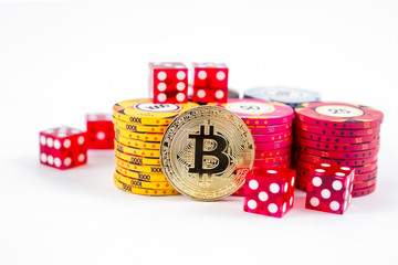 bitcoin and chip for a poker