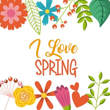 i love spring differents flowers nature wild vector illustration