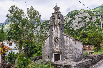 Small stone church in Skaljari town near Kotor, Montenegro