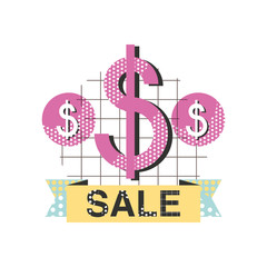 super sale modern banner in memphis style