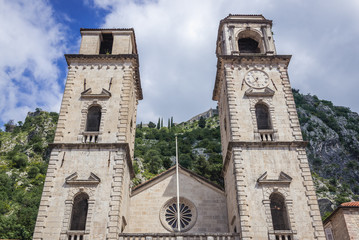 Fototapeta na wymiar St Tryphon Cathedral on the Old Town of Kotor, Montenegro